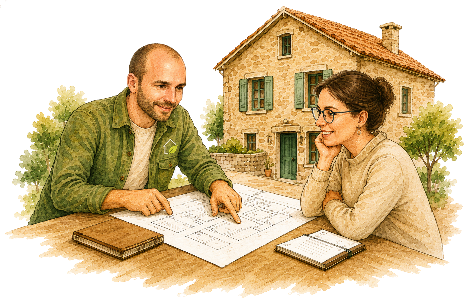 Échange autour d’un projet de rénovation et de choix techniques.