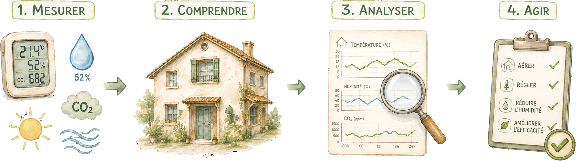 Schéma mesurer comprendre agir.