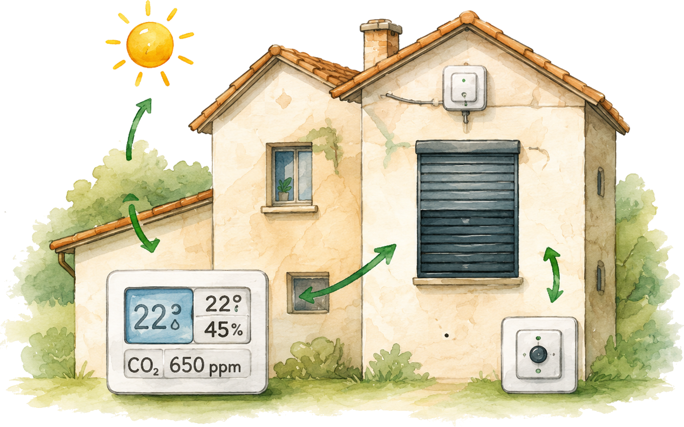 Maison qui réagit aux conditions de confort grâce à des automatismes simples.