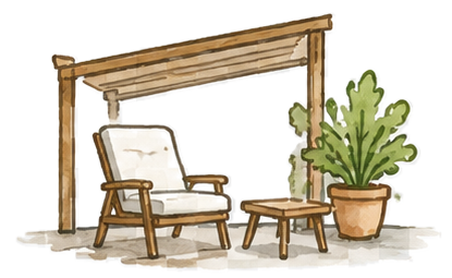 Pictogramme pergola et espace extérieur.